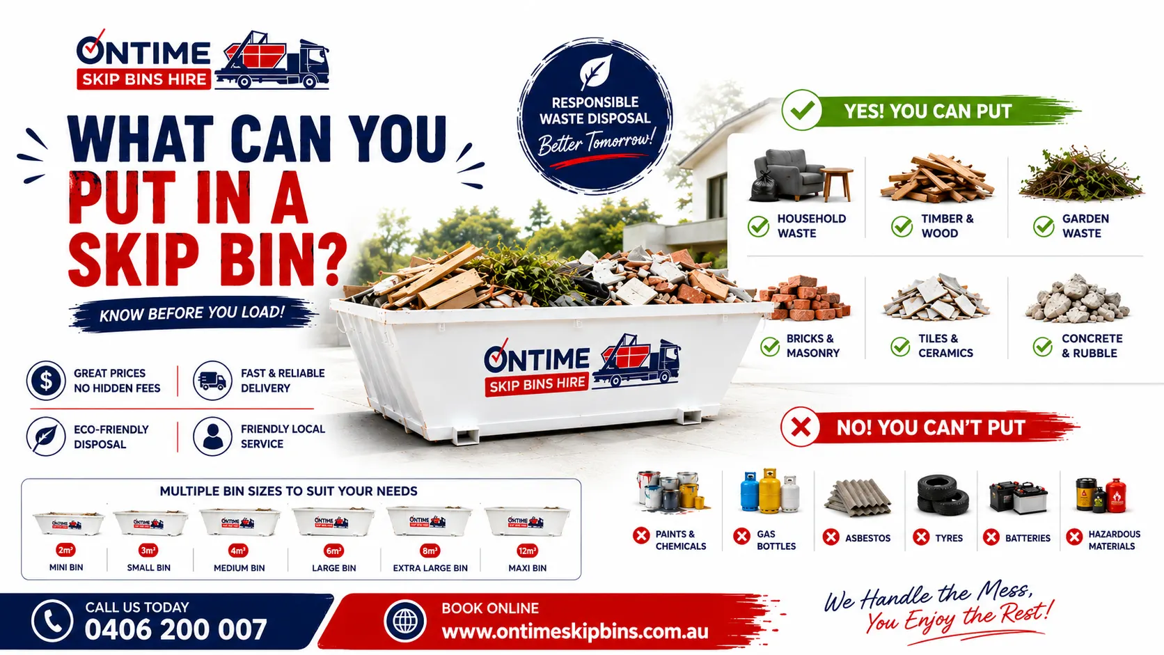 What can you put in a skip bin